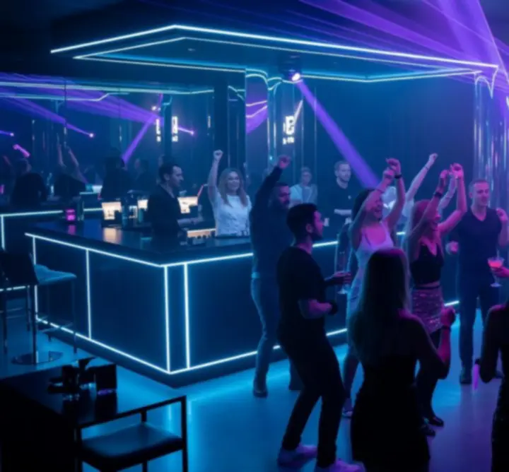 Neonfényes éjszakai party hangulat Budapesten