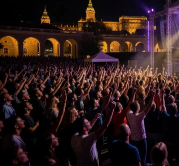 Kiemelt DJ és koncert események neon fényekkel és fesztiválhangulattal